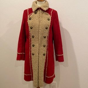 Red suede and shearling coat